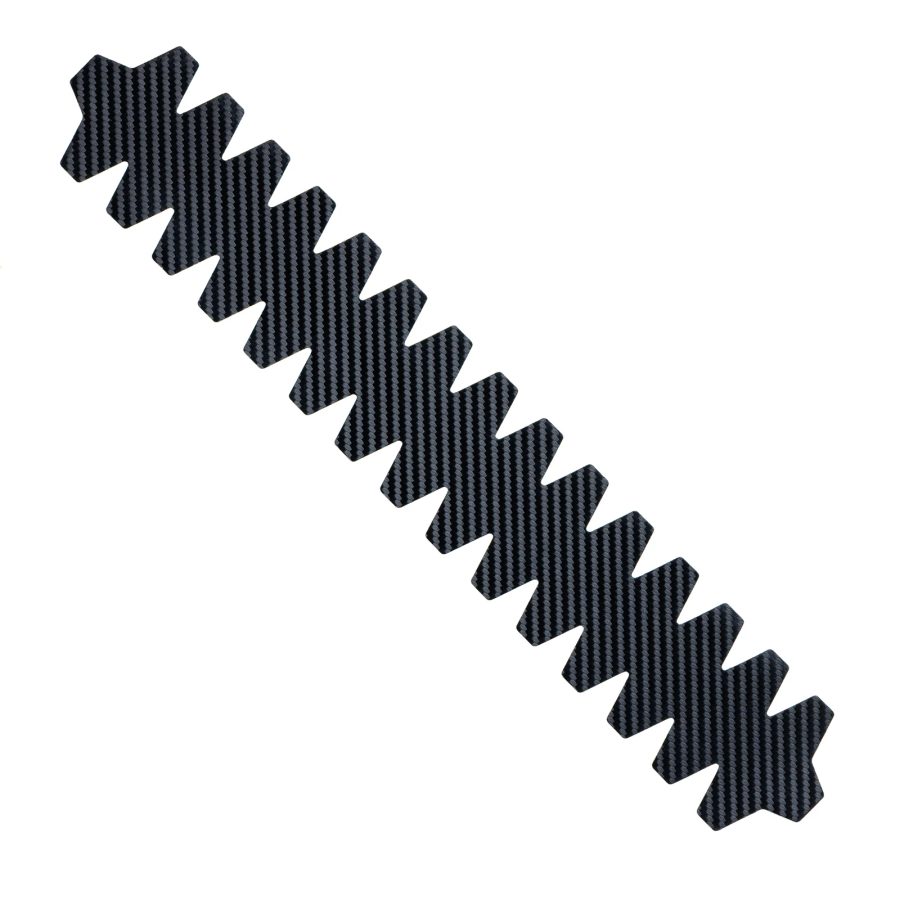 NomadX Toothed padel racket edge protector in Carbon Fibre Black, unpackaged, diagonal view