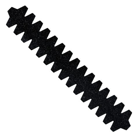 NomadX Toothed padel racket edge protector in Glitter Black, unpackaged, diagonal view