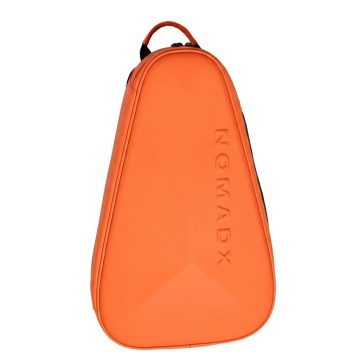 NomadX Small hard-shell padel backpack in Sunset Orange, three quarter view