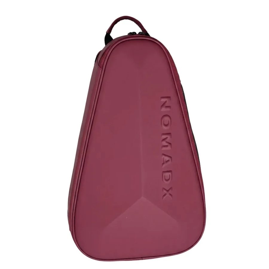 NomadX Small hard-shell padel backpack in Deep Burgundy, three quarter view